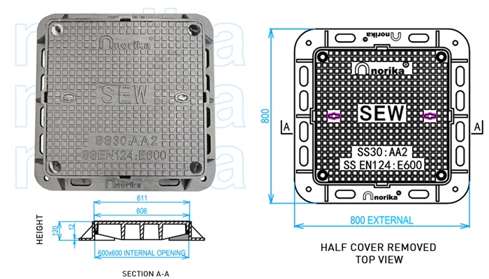 Ductile Iron Heavy Duty Manhole Cover & Frame (AA2 Grade)